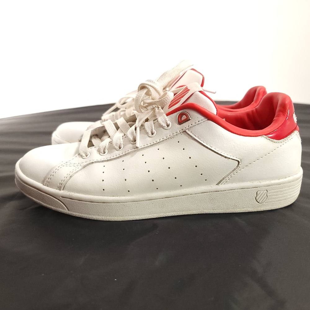K. Swiss White & Red Low Top Sneakers Sz 8.5